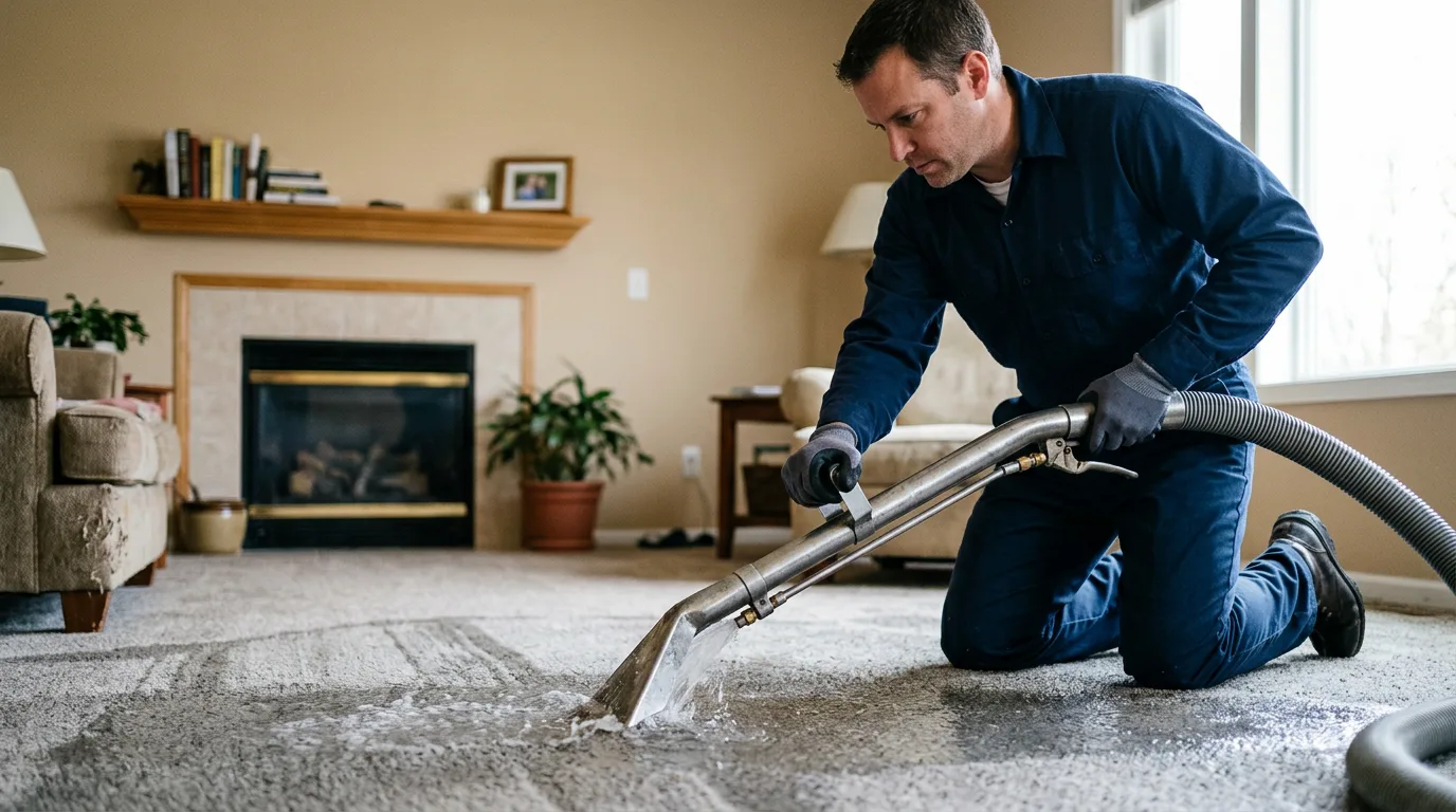 Water damage restoration technician working near Brownfield, PA